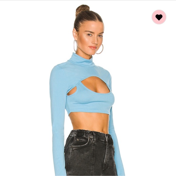 Blue long sleeve cut out crop top worn once and in perfect condition - Picture 2 of 8
